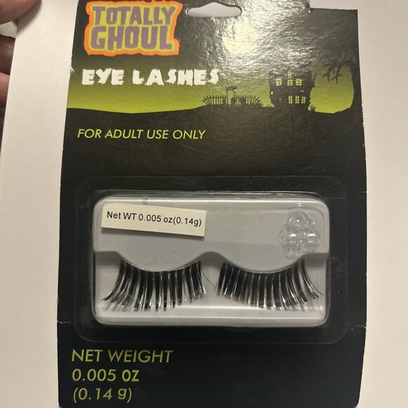 FAKE EYELASHES BLACK WITH SILVER Goth Costume Emo Dress up HALLOWEEN COSTUME New - Picture 1 of 7